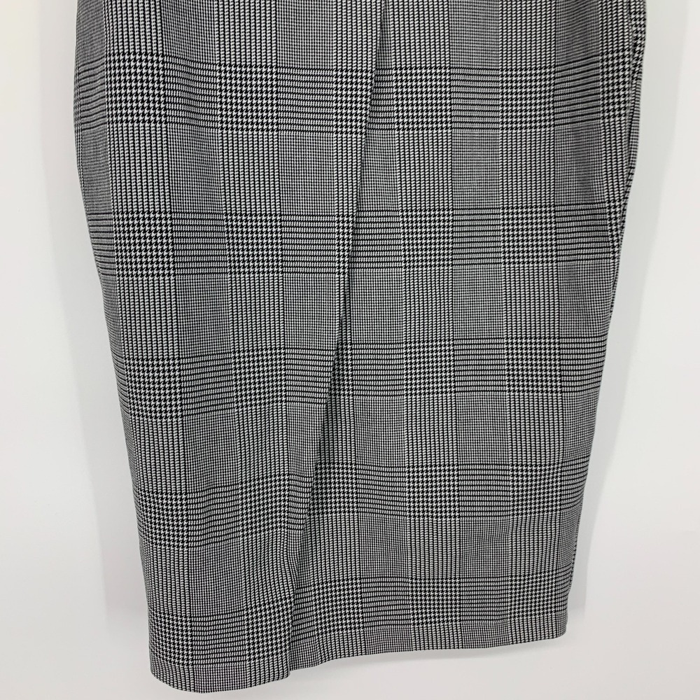H&M Skirt Glen Plaid Pencil Straight Midi Tie High Waist Slit Womens Size 10 - Picture 5 of 12
